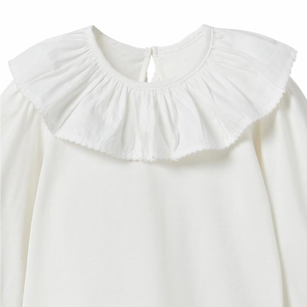 Zara toddler kids / girls mauve pink & white ruffle bib trim detail blouse - Picture 5 of 6